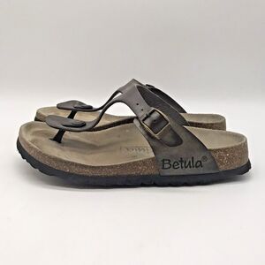 Birkenstock Betula Gizeh Bronze Leather T-Strap Thong 37 Womens 6.5-7 US Sandals